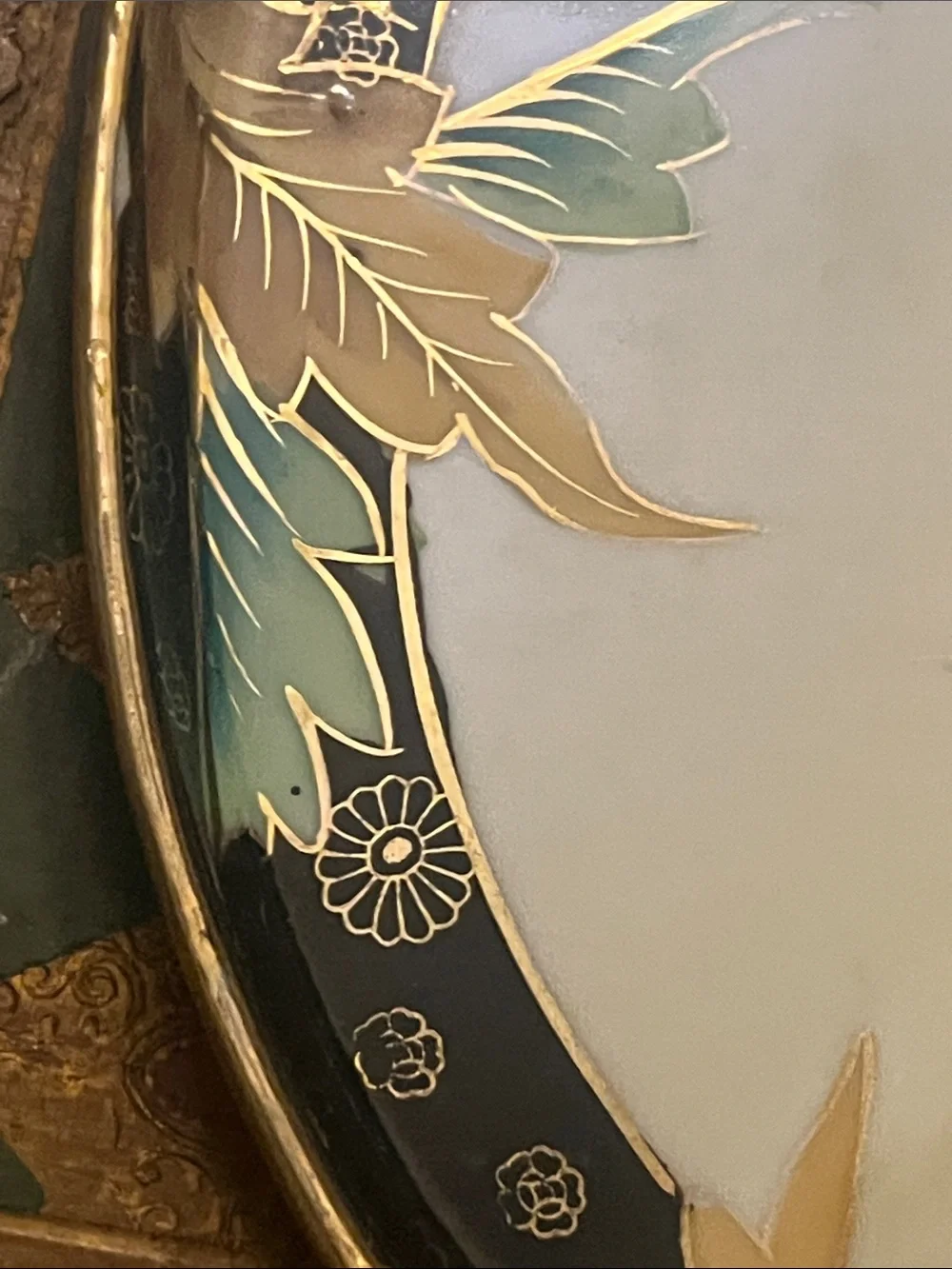 Tashiro shoten Mark Vintage 1940s hand painted platter with handles
